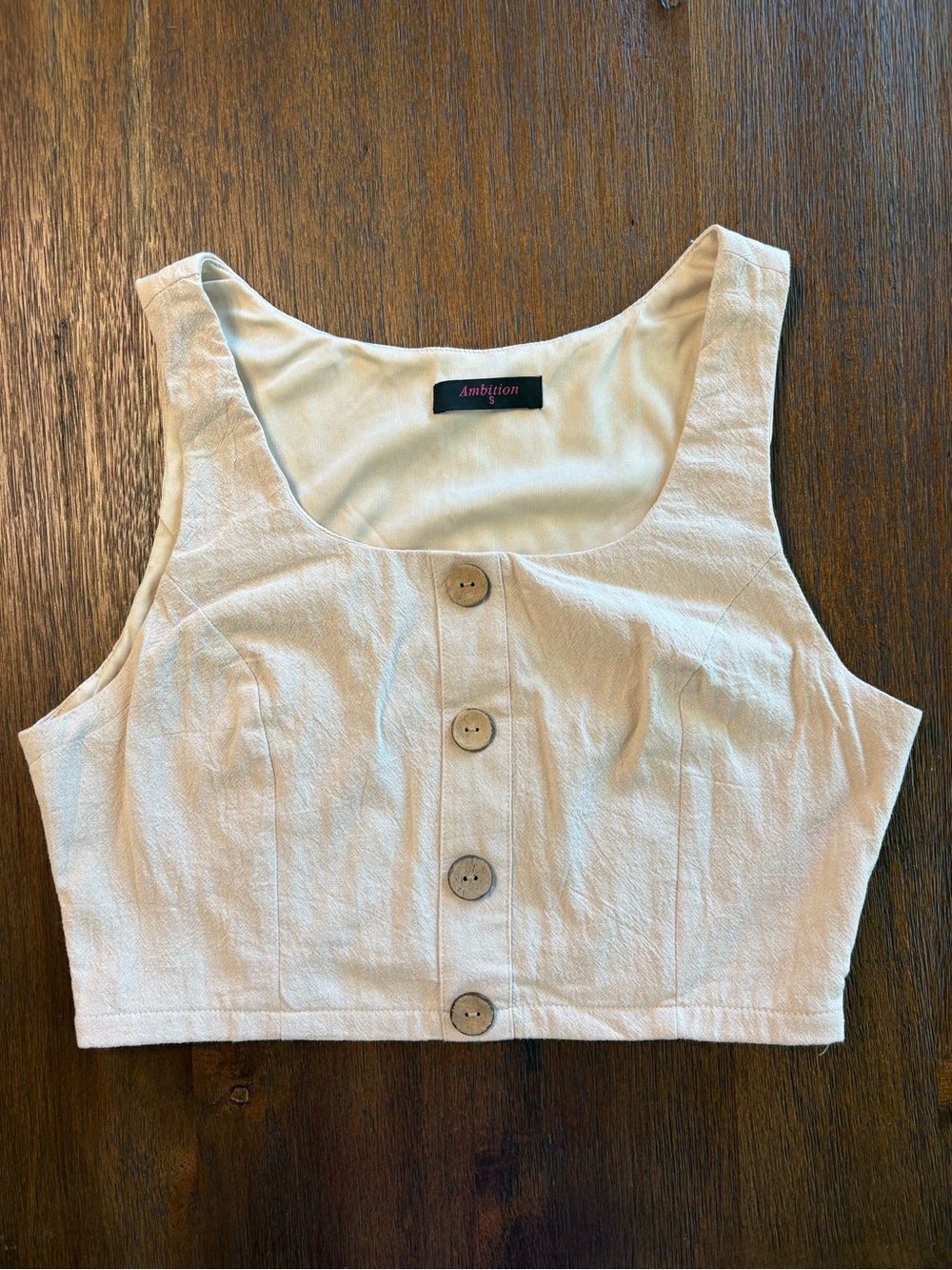 Small Ambition Cream Button-Front Crop Tank Top